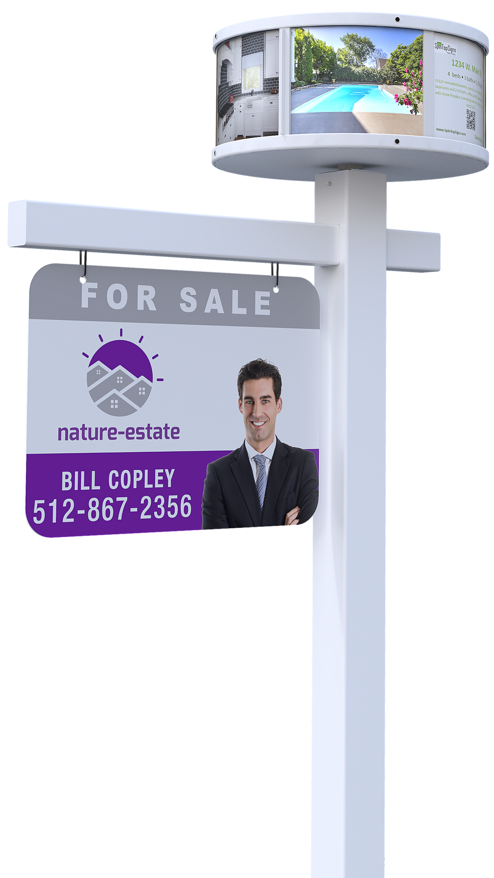 For Sale Sign with Sign Post & Rotating Topper for Real Estate Agents ...