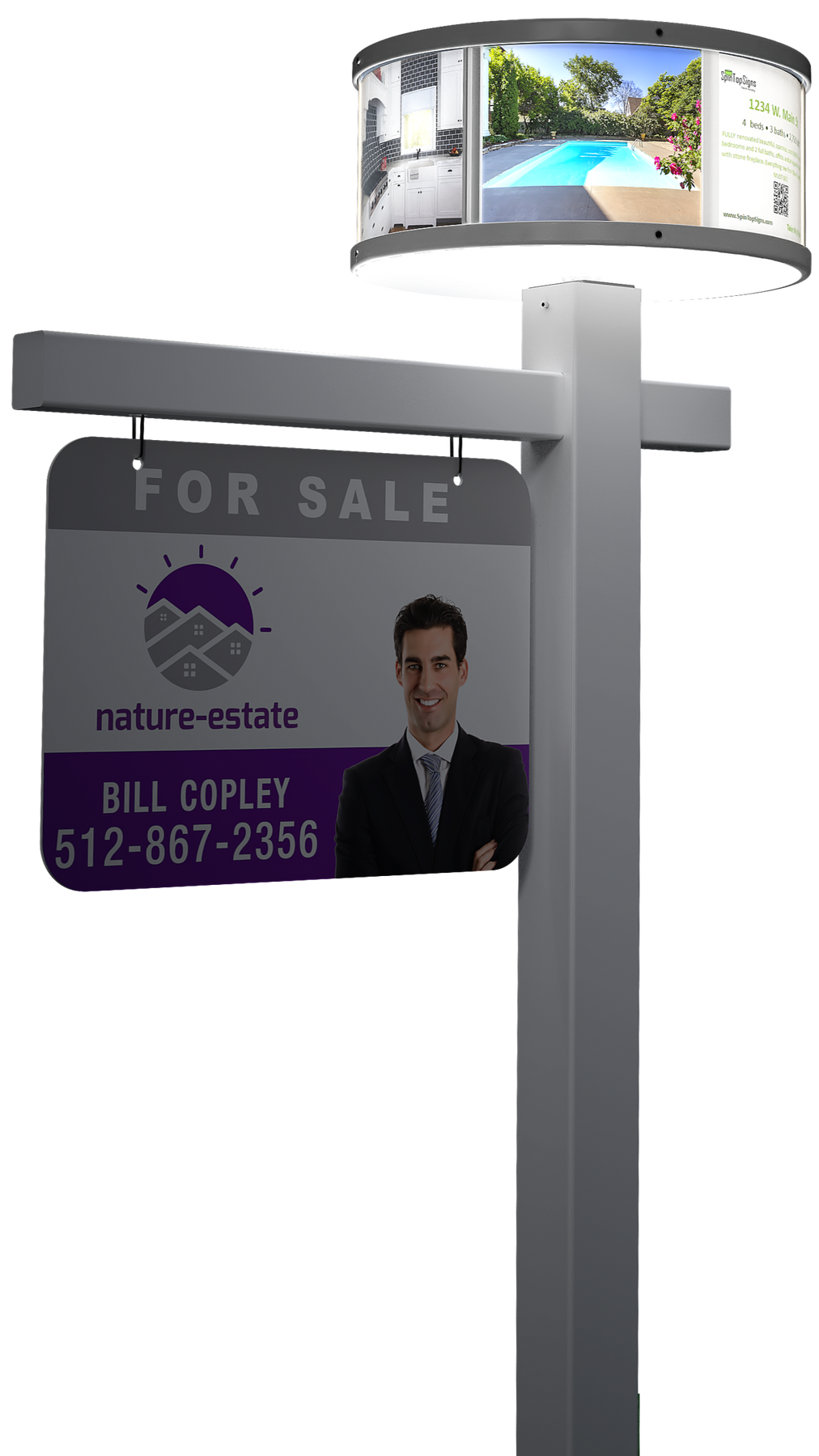 For Sale Sign with Sign Post & Rotating Topper for Real Estate Agents ...